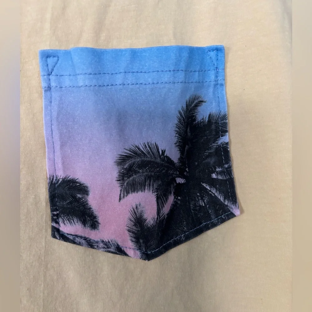 Free Planet Yellow Tee with Palm Print Pocket